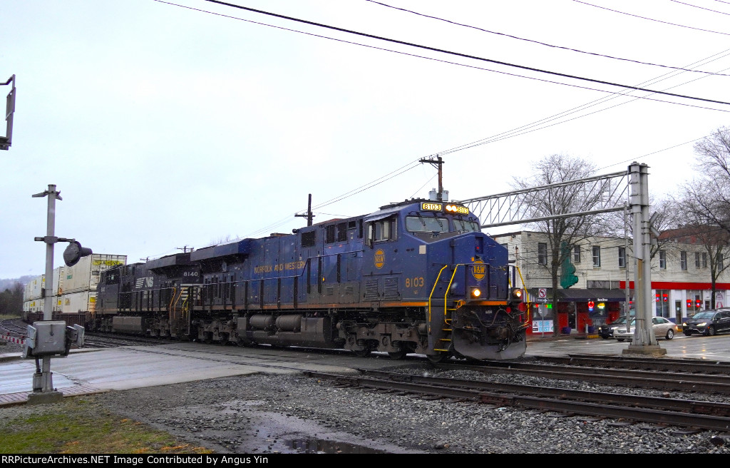 NS 8103 in transit in a spring snow-storm